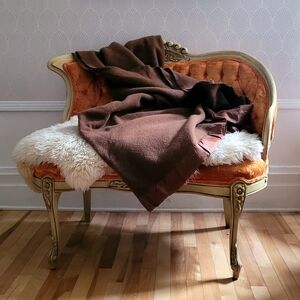 Vintage 100% Wool Blanket - Chocolate Brown